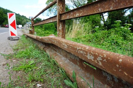 Damaged road barrierの写真素材