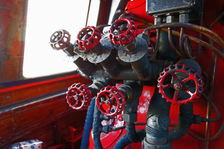 Steam locomotive interiorのeditorial素材