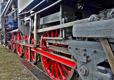 Steam locomotive wheelsのeditorial素材