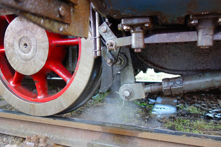 Hot water flows from the locomotiveのeditorial素材