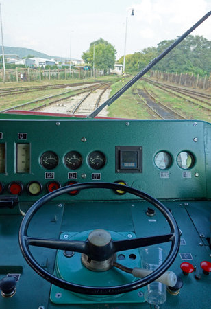 Interior cockpit locomotiveのeditorial素材