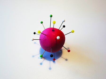 Coronavirus modeled from plasticine and needles, COVID-19の写真素材