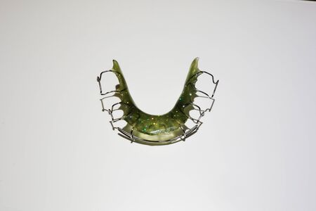 Dental brace for adjusting crooked teethの写真素材