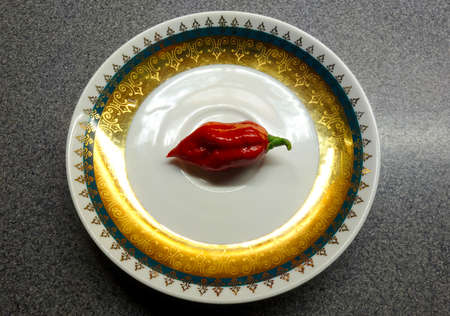 Extremely hot Trinidad Moruga Scorpion pepperの写真素材