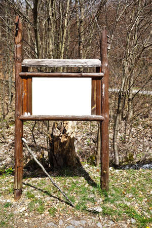 Empty information board in natureの写真素材