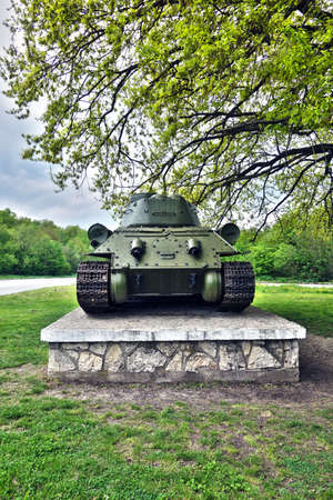 Legendary tank T-34 a monument to World War II, DargovskÃ½ pass Slovakiaの写真素材