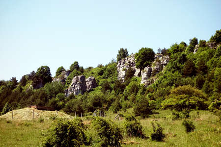 Beautiful travertine rocks called travertine mound in DrevenÃ­k not far from SpiÅ¡skÃ© Podhradie, the largest travertine area in Slovakiaの写真素材