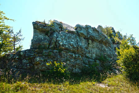 Beautiful travertine rocks called travertine mound in DrevenÃ­k not far from SpiÅ¡skÃ© Podhradie, the largest travertine area in Slovakiaの写真素材