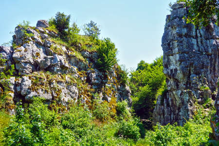 Beautiful travertine rocks called travertine mound in DrevenÃ­k not far from SpiÅ¡skÃ© Podhradie, the largest travertine area in Slovakiaの写真素材
