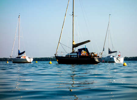 Sailboat moored in the harbor for boats, yachts and sailboats in a recreational destination