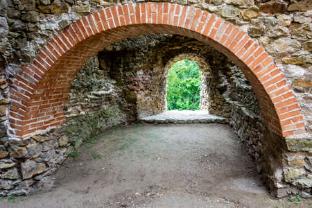 Jasenov Castle Slovakia near the town of HumennÃ©. View of objekts and ruins that are being reconstructed for a tourist attraction with beautiful surroundings and natureの写真素材