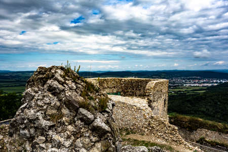 Jasenov Castle Slovakia near the town of HumennÃ©. View of objekts and ruins that are being reconstructed for a tourist attraction with beautiful surroundings and natureの写真素材