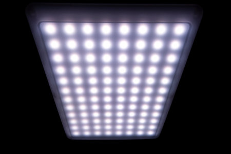 LED light lamp for photographers and artificial lighting of dark interiorsの写真素材