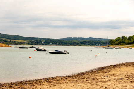 Anchoring of yachts and sailboats in the recreation center Domasa Slovakiaの写真素材