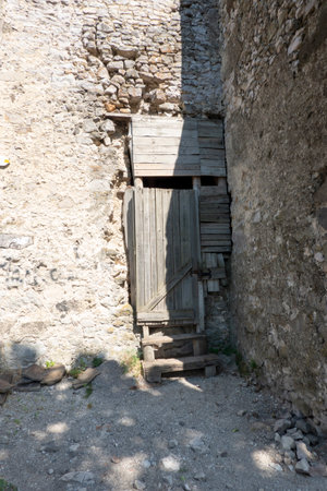 The ruins of Vinne Castle and its surroundings in the Zemplin region of Slovakia during reconstructionのeditorial素材