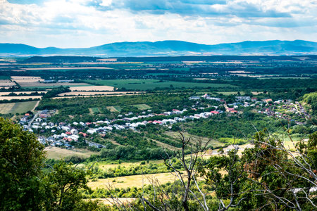 View from Vinne Castle on the surrounding environment in the background of Zemplinska Sirava in Slovakiaの写真素材