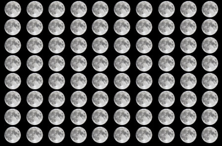 Photo with moons on a black backgroundの写真素材