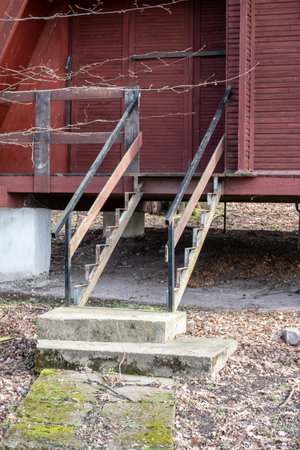Wooden stairs to the cottageの写真素材