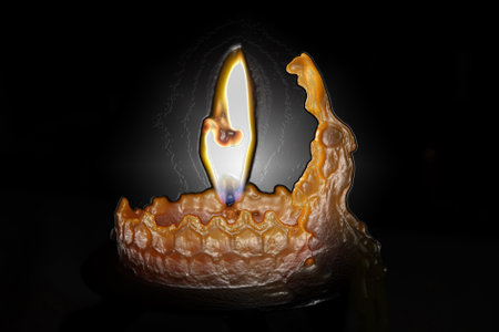 Burning candles from beeswaxの写真素材