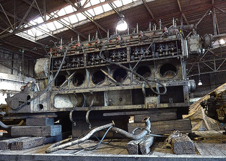 Block of the diesel engine of the train