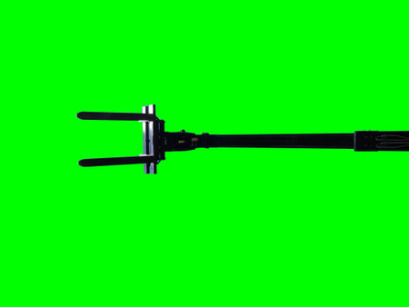 Agricultural tractor forks on a green backgroundの写真素材