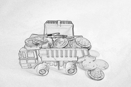 The toy loader car loads coins