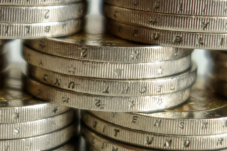 Detailed view of coins from the side