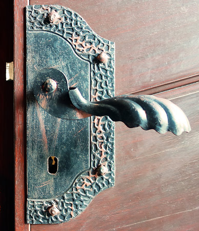 An antique lock on the doorsの写真素材
