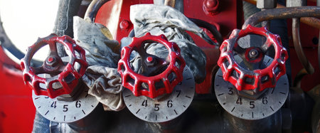 Steam locomotive valves for boiler pressure regulationの写真素材