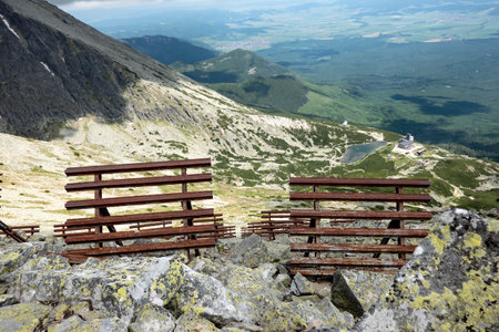 Avalanche barrier on the top of the mountain in the High Tatrasの写真素材