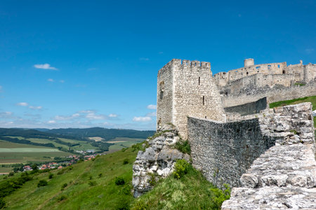 Ruins of the guard defense tower Spisky Castle Slovakiaの写真素材