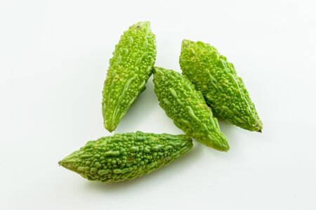 bitter gourd on white background.の写真素材