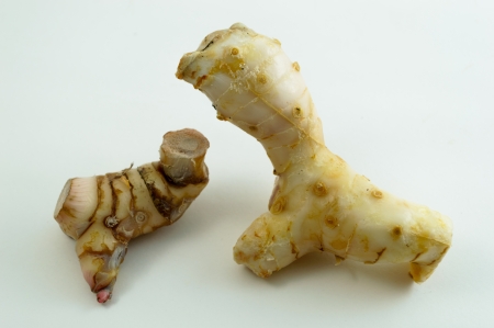 Galangal oil in isolated white backgroundの写真素材