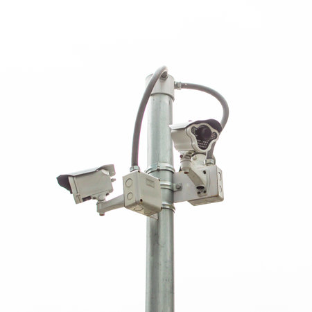 CCTV security camera on white background