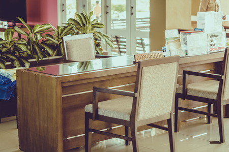 The front desk at the hotelの写真素材