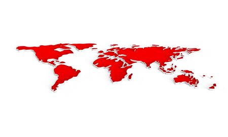 Red earth. World countries map. 3D map. Horizontally world map. isolated on white background. 3d render illustration.の写真素材