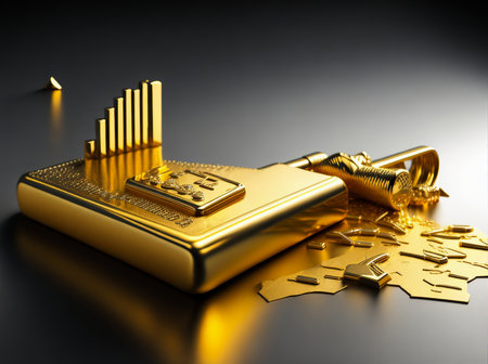 Unleashing the Power of Stocks: A Golden Path with a Gold Bar Modelの素材