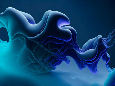 Abstract modern and artistic 3D abstract metallic fluid or porous shapes. Liquid and porous metallic. color paper art illustration background, colorful liquid molecules background. AI generativeの素材