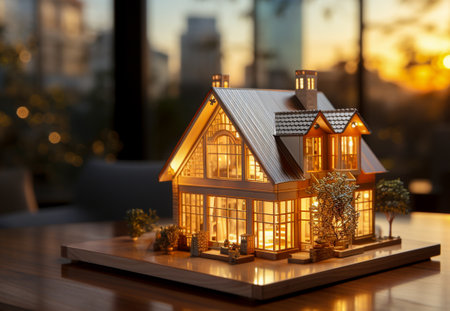Beautiful house model, modern luxury decoration, used for design, design, decoration for modern beauty. Generative AI.の素材