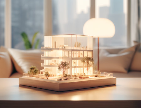 Luxury design of houses, buildings. Modern construction models. used for design, design, decoration for modern beauty. Generative AI.の素材