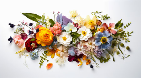 Colorful bouquets, freshness of flowers, for art decoration Used to decorate various ceremonies to add beauty. Generative AI.の素材