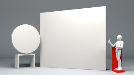 3d man and white board. for writing data, important day messages, Festival and invitational posts.の素材