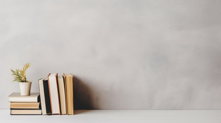 Abstract background of books arrangement with space for text. vintage style.の素材