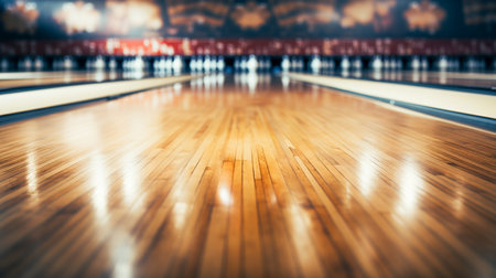 Bowling ball area in the competition field, bowling competitions. Generative AIの素材