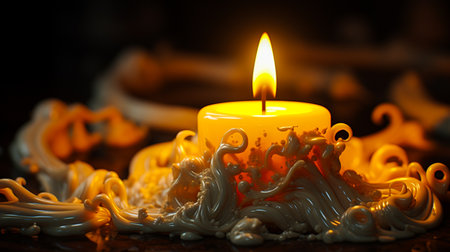 Candle flame at night. Bright candlelight. Light from a candle. Generative AIの素材
