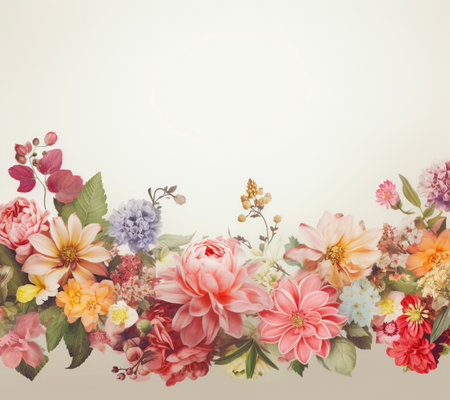 Vintage old flowers Retro flower bouquet on the background. For making a floral festival card. Generative AIの素材