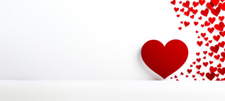 Modern paper cut design in red heart shape. Valentine's Day concept on white, For wedding photos, wedding cards valentine's day card or web design and web background. Generative aiの素材