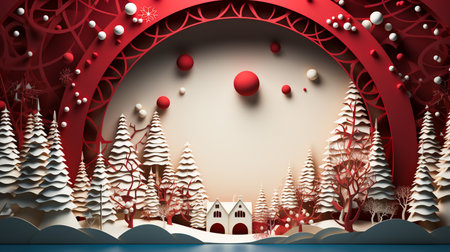 Xmas modern design in paper cut style with Christmas. For Christmas cards, posters, art texture, presentation design or web design and web background. Generative aiの素材