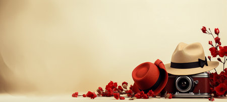 Vintage Valentine's Day concept. For wedding photos, wedding cards valentine's day card or web design and web background. Generative aiの素材