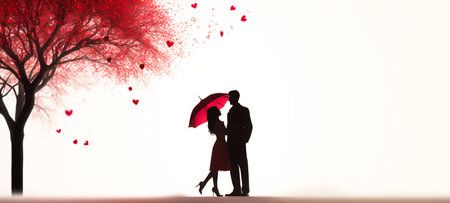 Couple, people in love in the concept of Valentine's Day on white background, For wedding photos, wedding cards valentine's day card or web design and web background. Generative aiの素材